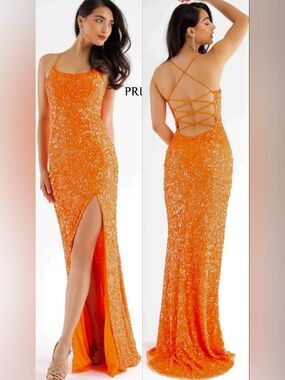 Ellie Wilde Mon Cheri Orange Sequin Dress